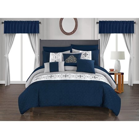 FIXTURESFIRST Renard Comforter Set, Navy - Queen - 20 Piece FI2541765